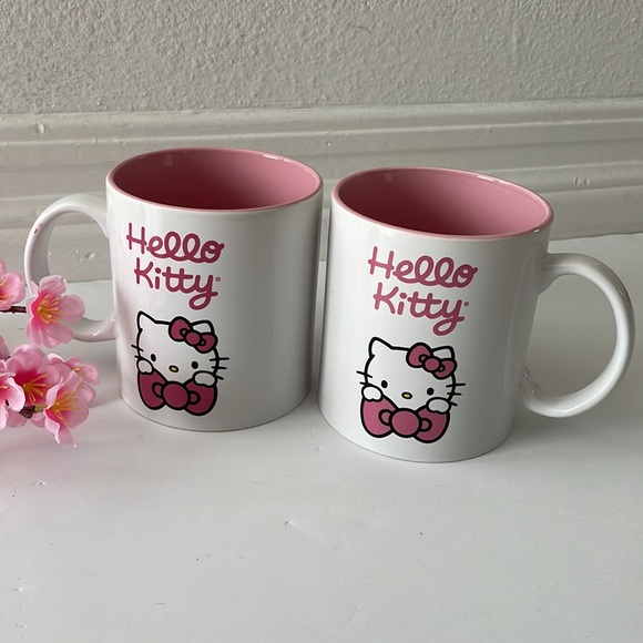 HELLO KITTY Sanrio large coffee tea drink mugs set of 2 bundle 20 oz new - Picture 1 of 7